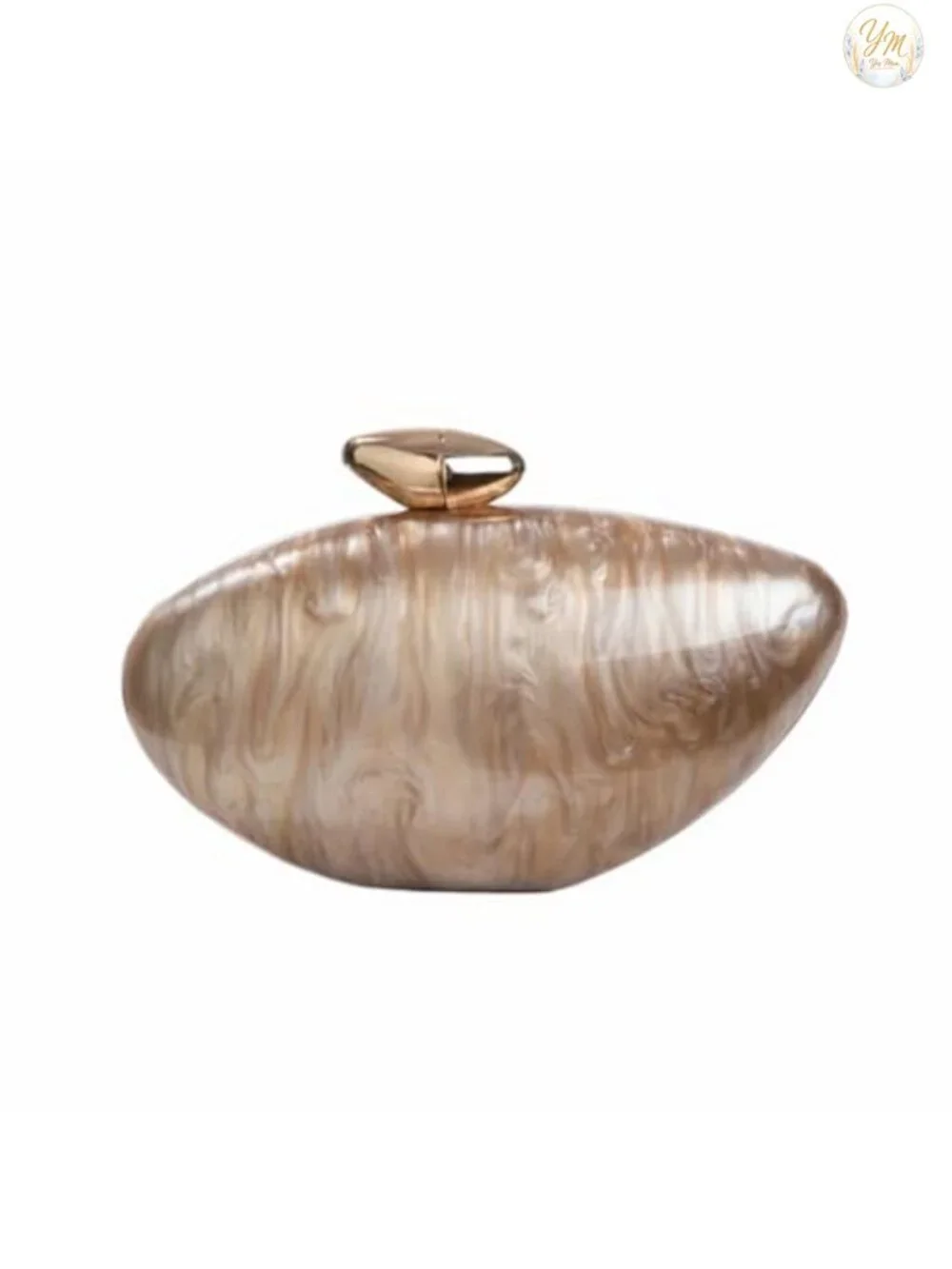 Pearlescent Shell Acrylic Clutch Evening Bag with Metal Clasp